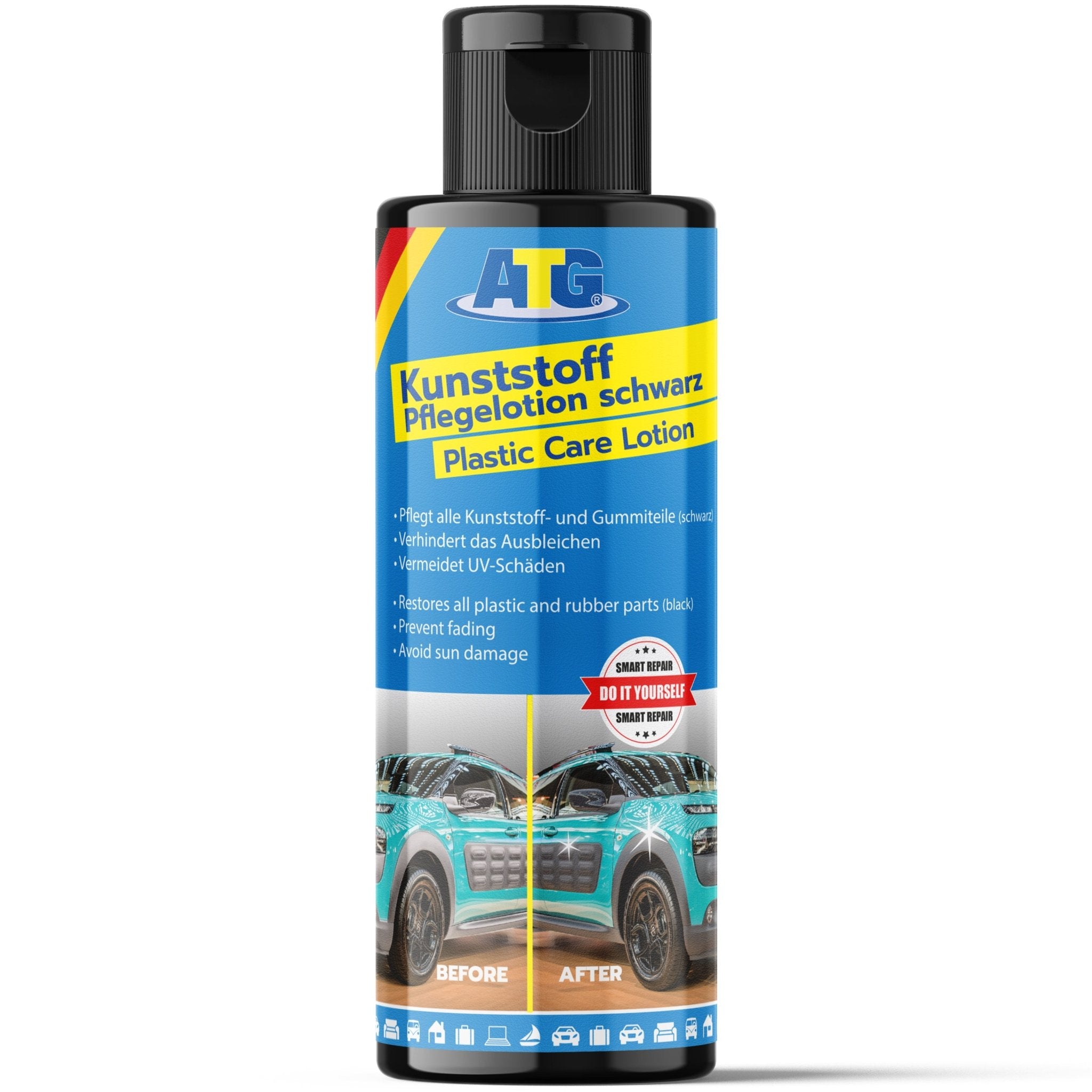 ATG Kunststoffpflege Schwarz – Politur Für Auto, Motorrad & LKW – Auffrischend, Wasserfest, 70g Tube + Schwamm ATG Kunststoffpflege Schwarz – Politur Für Auto, Motorrad & LKW – Auffrischend, Wasserfest, 70g Tube + Schwamm
