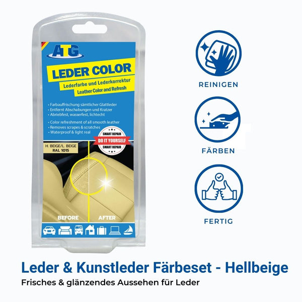 Eine Nahaufnahme von ATG® Leder & Kunstleder Farbe hellbeige von der ATG GmbH & Co. KG.