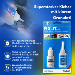 ATG® FIX-IT Die flüssige Schweißnaht transparent von ATG GmbH & Co. KG bietet starke, dauerhafte Verbindung sowie Wasser- und Hitzebeständigkeit. Ideal für Basteln, Modelle, Fahrzeugreparaturen und Reparaturen vieler Materialien.