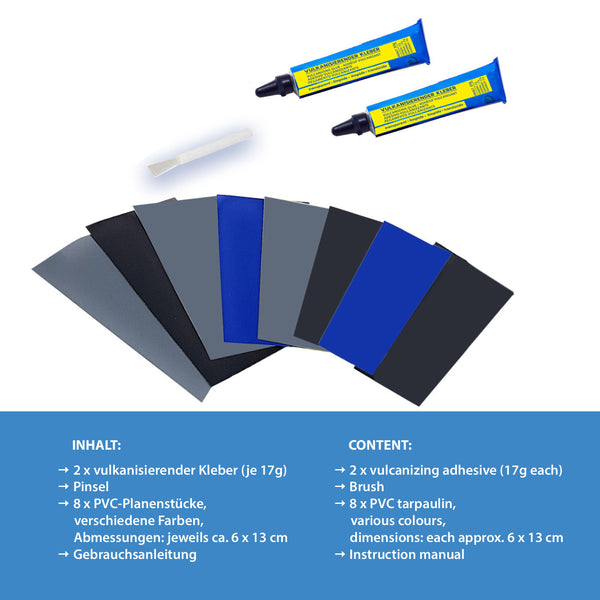 Ein ATG® Power Naht – Planen Reparatur Set mit einem blauen Stift.