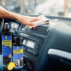 ATG Sparset für den Innenraum - kunststoffpflege und Lederpflegespray mit Zitrusduft  auf Bild von Autoinnenraum